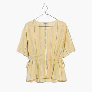 ✨Madewell Striped Yellow Drawstring-Waist Shirt ✨